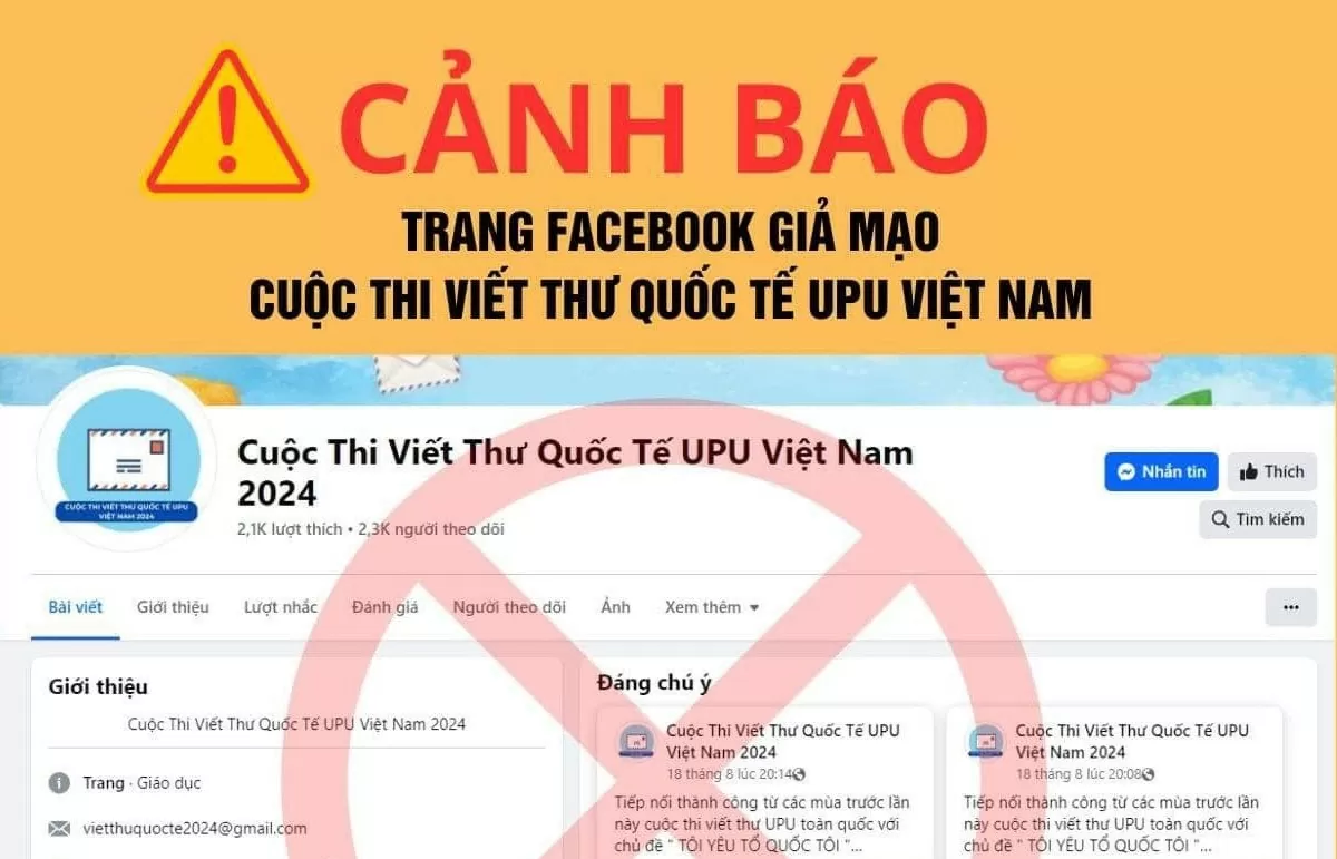 Cảnh báo fanpage giả mạo Cuộc thi Viết thư quốc tế UPU tại Việt Nam