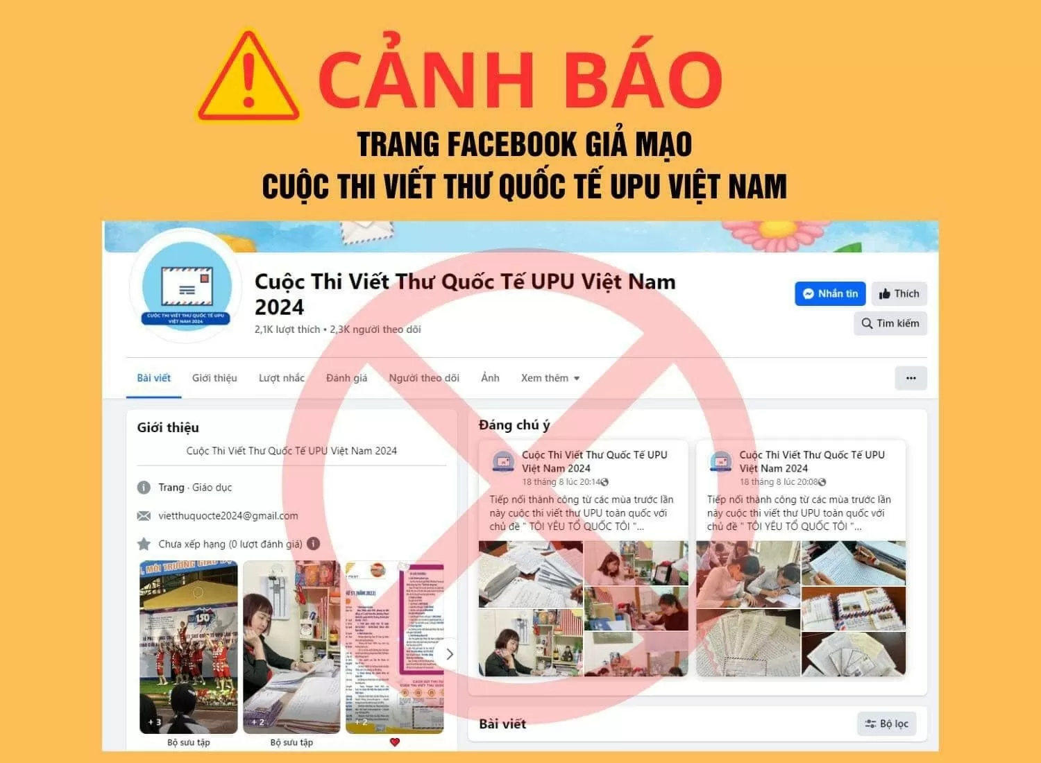 Cảnh báo fanpage giả mạo Cuộc thi Viết thư quốc tế UPU tại Việt Nam