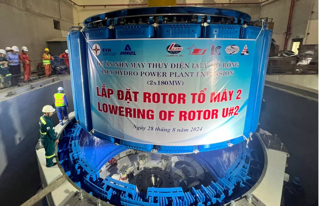 Lắp đặt thành công rotor tổ máy 2 Dự án Nhà máy Thủy điện Ialy mở rộng