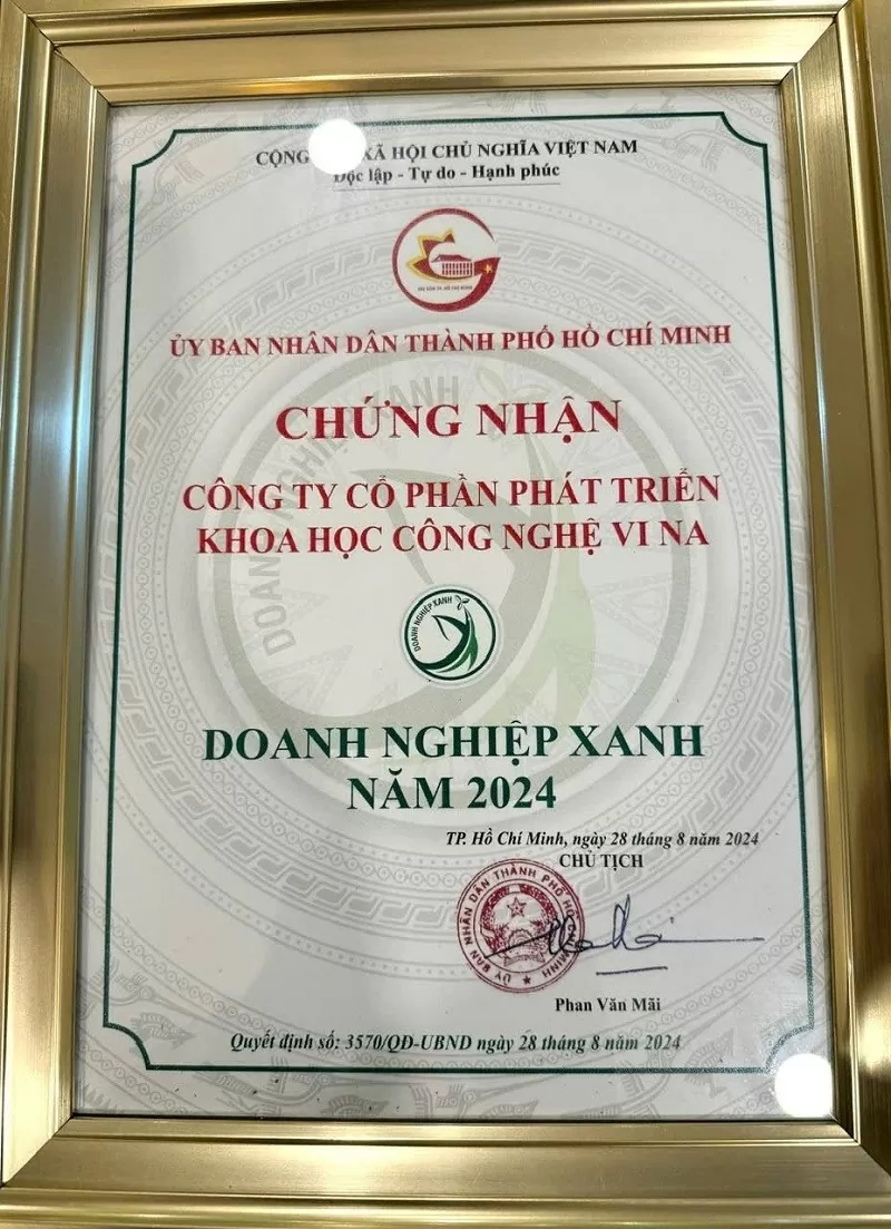 Vina CHG được trao tặng danh hiệu 'Doanh nghiệp Xanh TP. Hồ Chí Minh năm 2024'