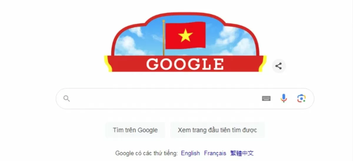 Google thay giao diện cờ đỏ sao vàng mừng Quốc khánh Việt Nam