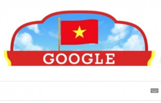 google thay giao dien co do sao vang mung quoc khanh viet nam