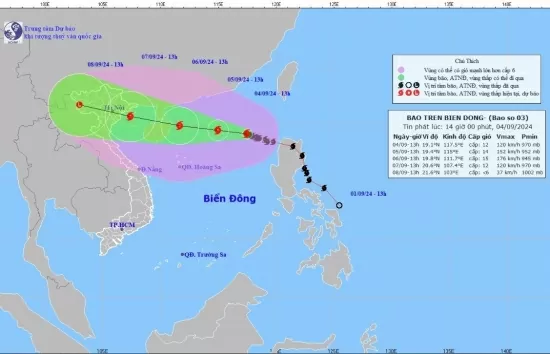 Cơn bão số 3 trên Biển Đông, cập nhật mới nhất ngày 4/9: Bão tiếp tục di chuyển, gió giật cấp 15