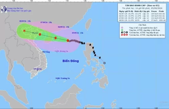 Tin bão khẩn cấp (cơn bão số 3): Ngày mai 6/9, Vịnh Bắc Bộ gió giật cấp 17, biển động dữ dội