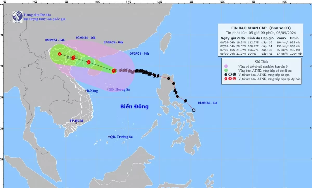 Tin bão khẩn cấp, cơn bão số 3 mới nhất: