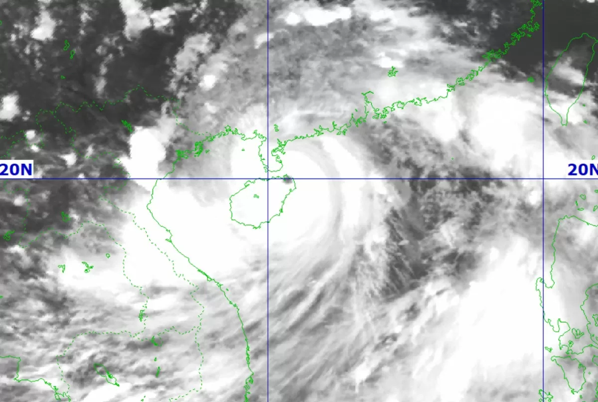 Hình ảnh cơn bão số 3 lúc 16 giờ ngày 6/9. (Ảnh chụp màn hình, TTDBKTTVQG).