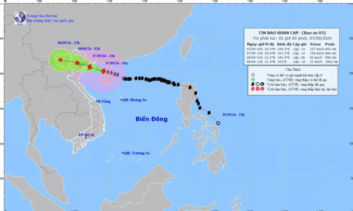 Tin bão khẩn cấp, cơn bão số 3 mới nhất:.....