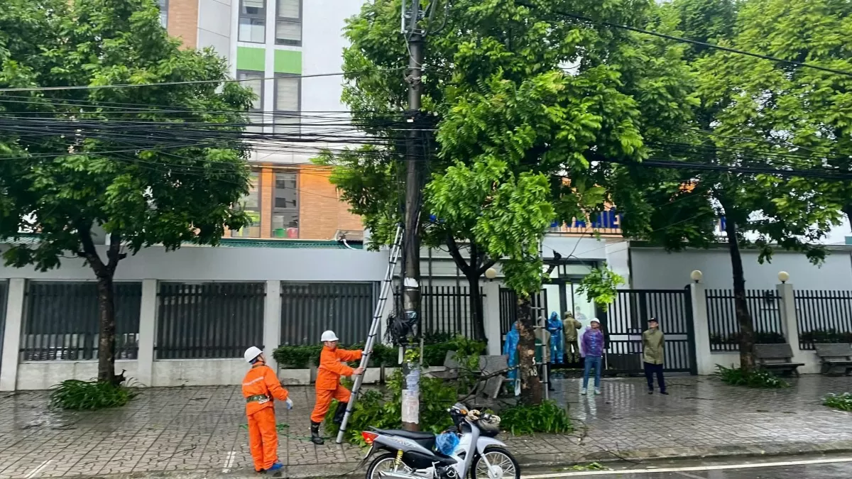 công nhân EVNHANOI đã lập tức có mặt tại hiện trường để đảm bảo an toàn cho hệ thống điện…