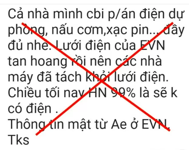 Cảnh báo về thông tin giả về hệ thống điện trong bão Yagi