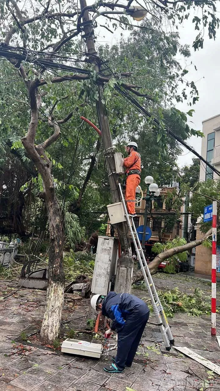 Cập nhật tình hình khắc phục sự cố sau bão số 3 của ngành điện Hà Nội