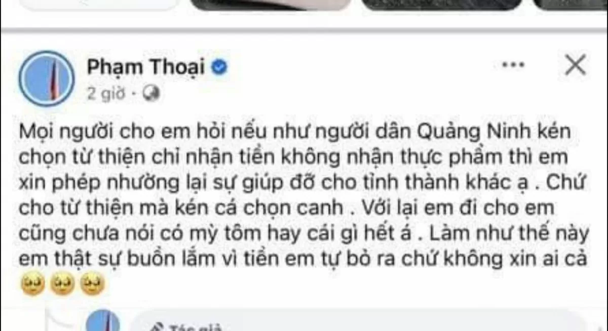 Tiktoker Phạm Thoại tuyên bố từ chối từ thiện cho Quảng Ninh vì cho rằng người dân 'kén cá chọn canh'