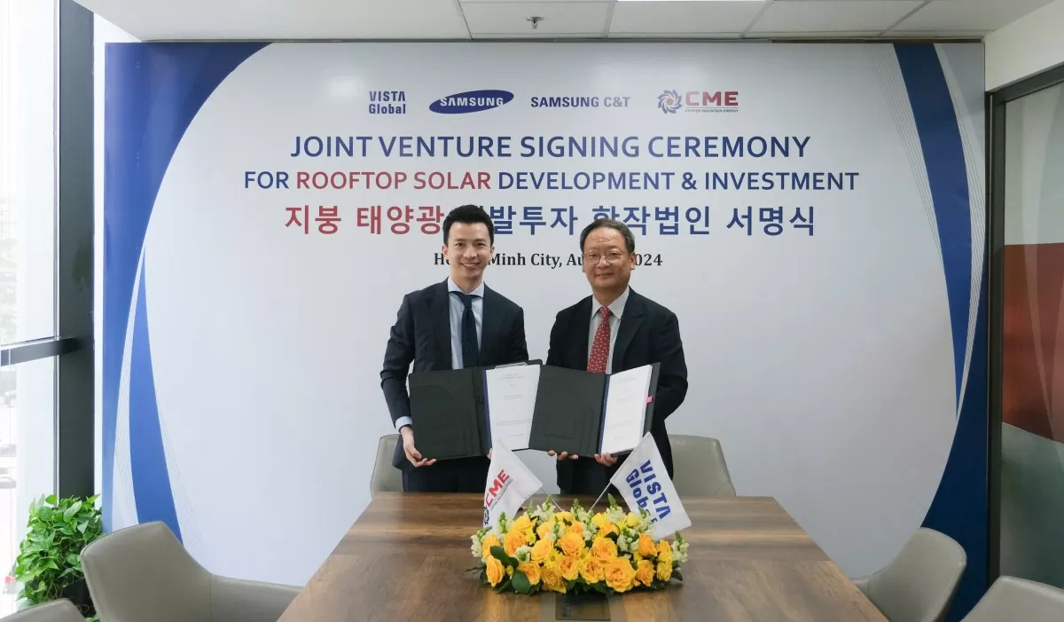 CME Solar Investment và Vista Global - Samsung C&T hợp tác thúc đẩy phát triển năng lượng mặt trời áp mái tại Việt Nam. (Ảnh: An Thảo)