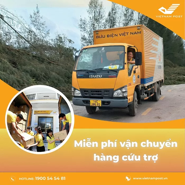 Hàng cứu trợ được Bưu điện Việt Nam hỗ trợ vận chuyển miễn phí