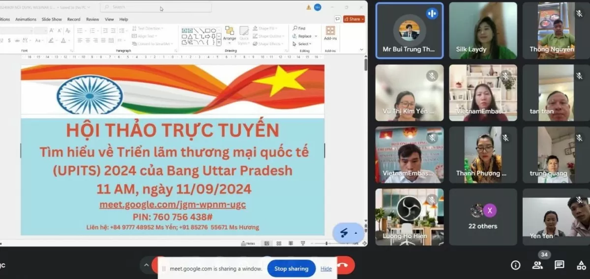 Thương vụ Việt Nam tại Ấn Độ tổ chức webinar cung cấp thông tin về Triển lãm Thương mại Quốc tế UPITS 2024