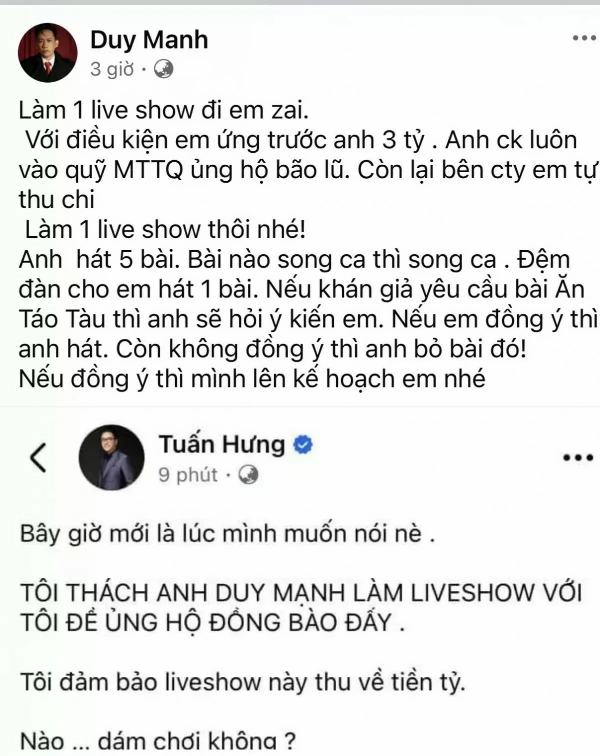 Tuấn Hưng 'collab' Duy Mạnh, ủng hộ 3 tỷ đồng cho đồng bào vùng lũ