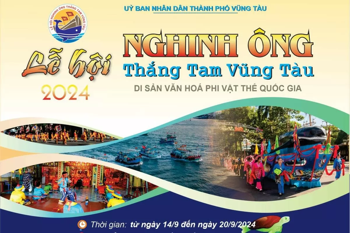 Áp phích giới thiệu chương trình lễ hội Nghinh Ông Thắng Tam năm 2024 ở TP Vũng Tàu. Ảnh: UBND VT