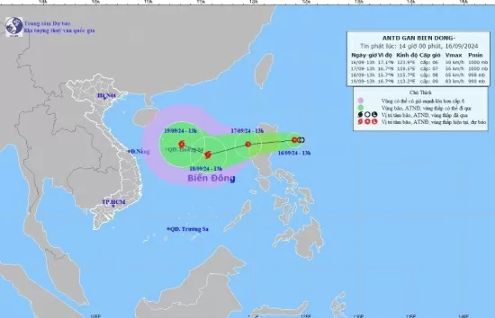 Dự báo thời tiết ngày mai 17/9/2024: Cảnh báo áp thấp nhiệt đới vào Biển Đông có thể mạnh thành bão