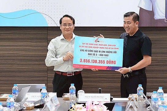 truong dai hoc cong nghiep tp ho chi minh quyen gop hon 375 ty dong ung ho dong bao phia bac