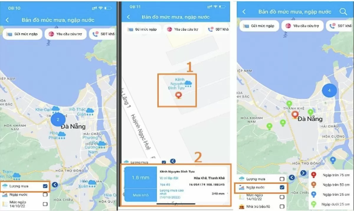 Người dân và du khách tại TP. Đà Nẵng có thể chủ động theo dõi lượng mưa, các tuyến đường ngập do mưa lớn qua ứng dụng hệ thống đo mưa 