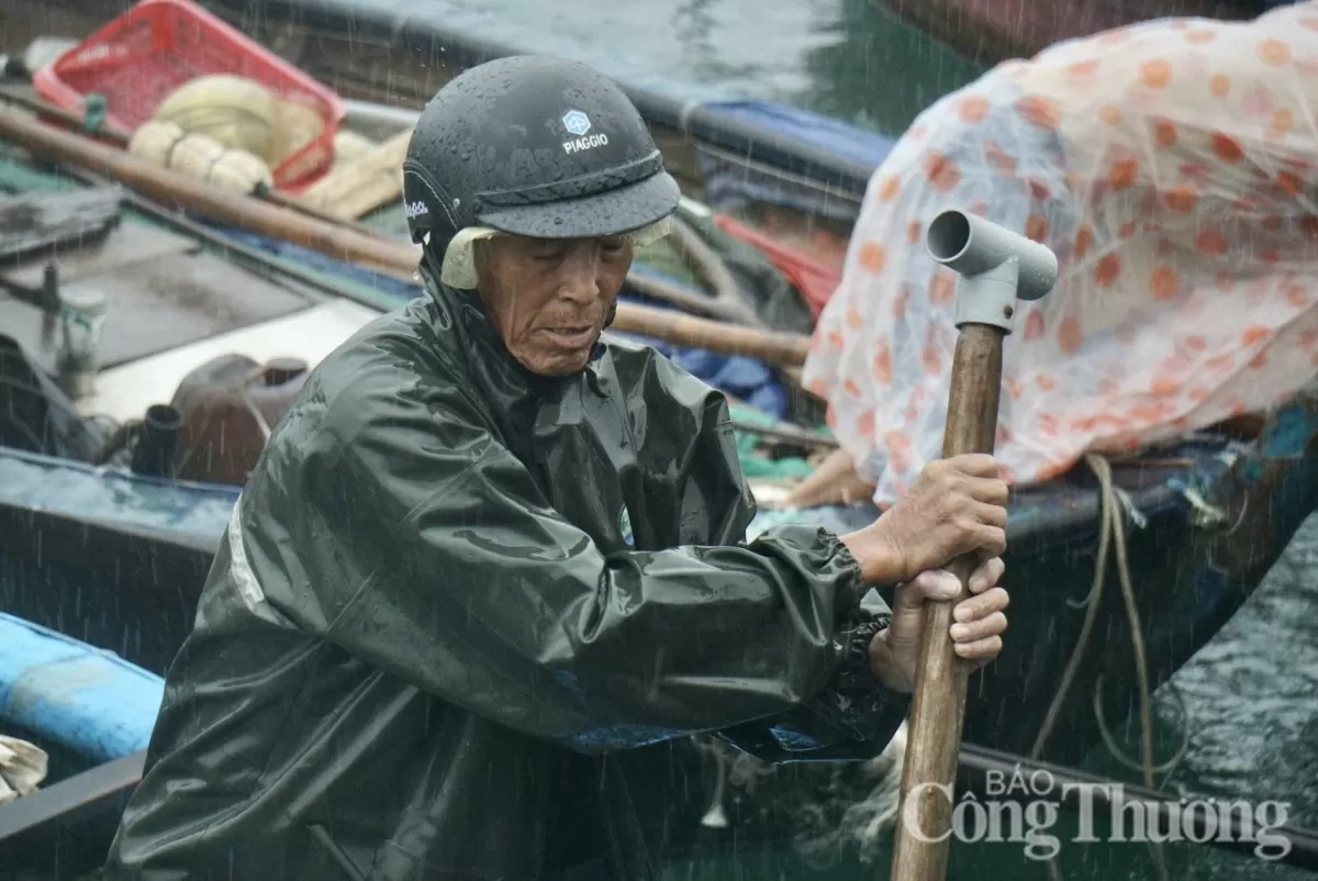 Đà Nẵng: Ngư dân dầm mưa kéo tàu, thuyền lên bờ tránh bão số 4