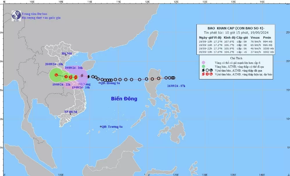 Tin bão khẩn cấp Cơn bão số 4 mới nhất ngày 19/9:...