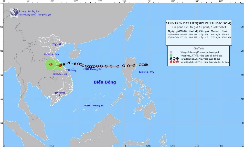 Tin bão khẩn cấp Cơn bão số 4 mới nhất chiều ngày 19/9: