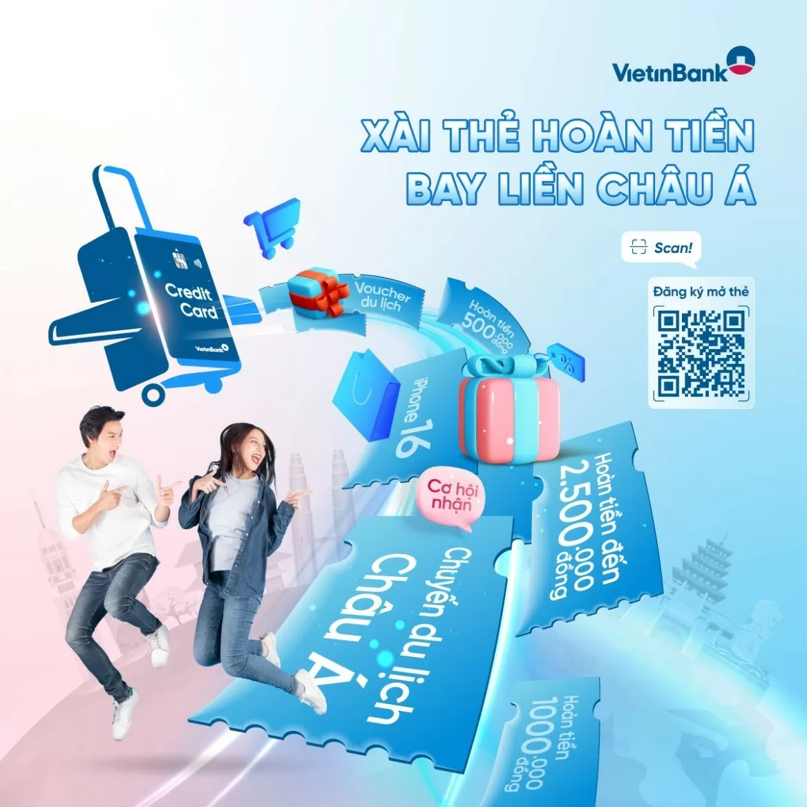 Hoàn tiền lên đến 2.500.000 VND dành cho chủ thẻ Tín dụng quốc tế VietinBank