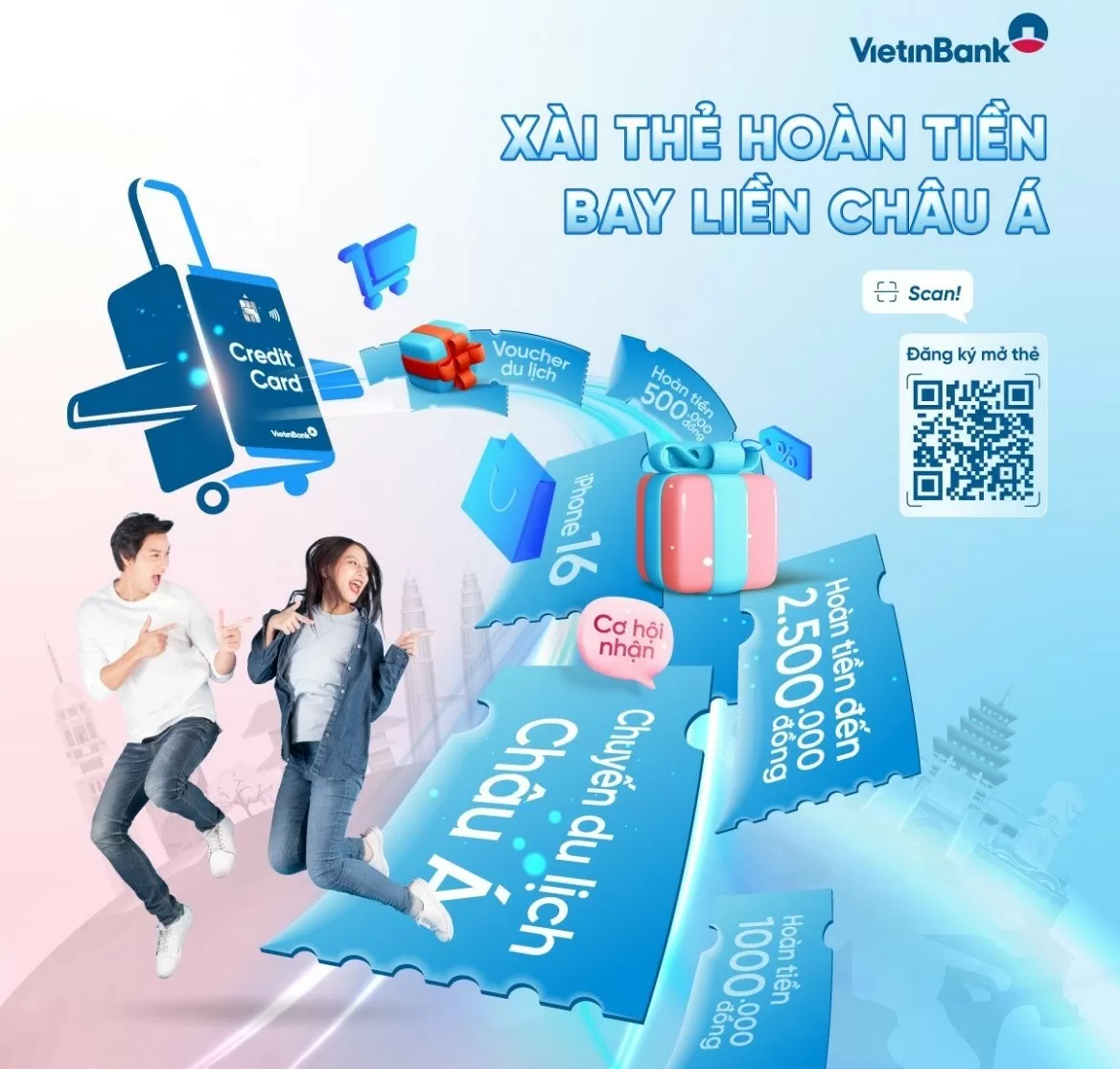 Hoàn tiền lên đến 2.500.000 VND dành cho chủ thẻ Tín dụng quốc tế VietinBank