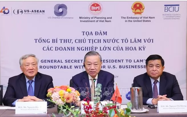 Tổng Bí thư, Chủ tịch nước Tô Lâm dự tọa đàm với các doanh nghiệp hàng đầu Hoa Kỳ