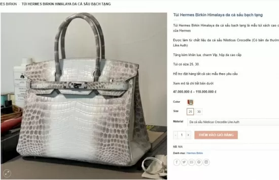 Túi Hermes bạch tạng ‘fake’ bán tràn lan trên ‘chợ’ mạng có giá bao nhiêu?