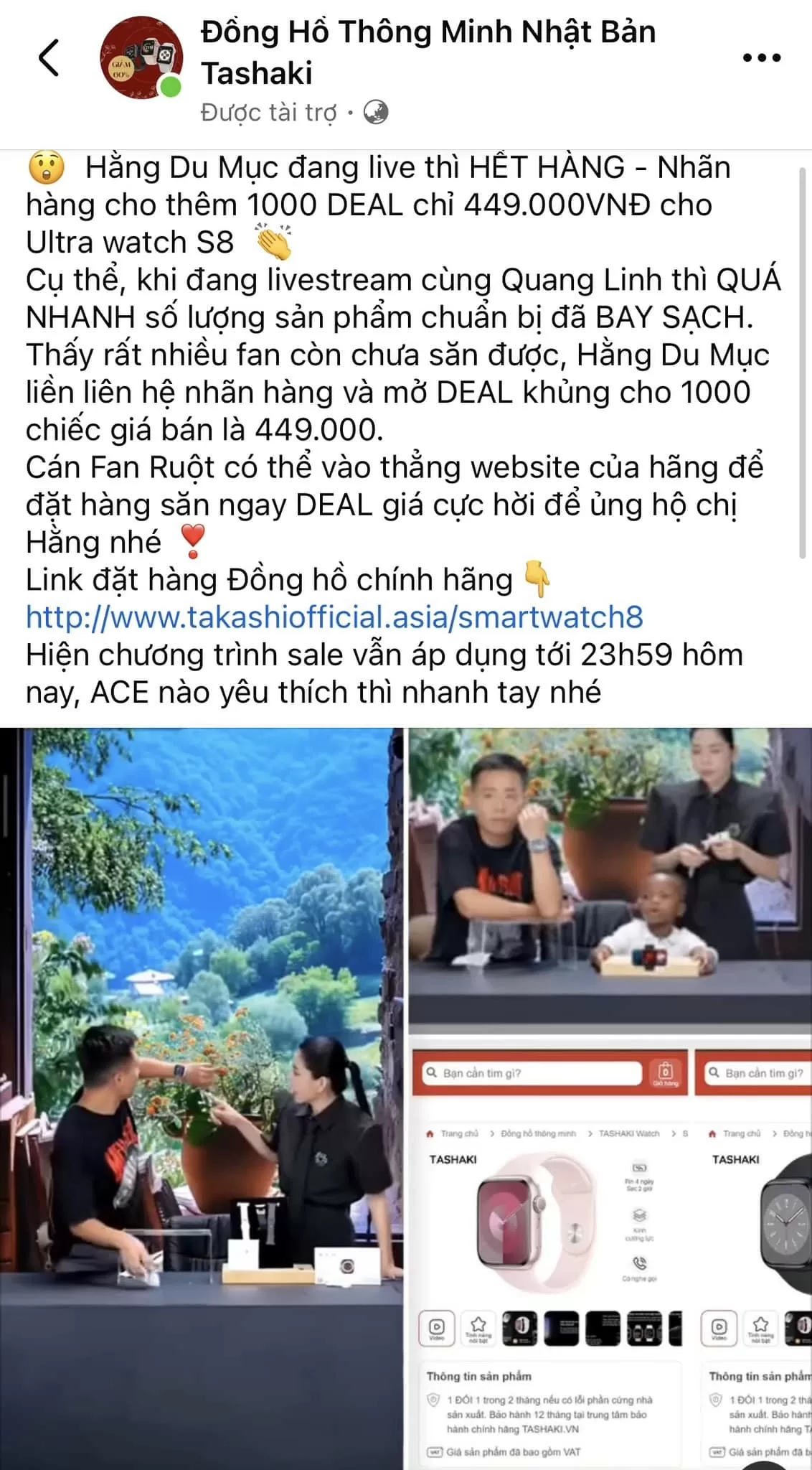 Khách hàng 'khóc ròng' vì mua đồng hồ trên facebook có hình ảnh Quang Linh Vlogs và Hằng Du Mục