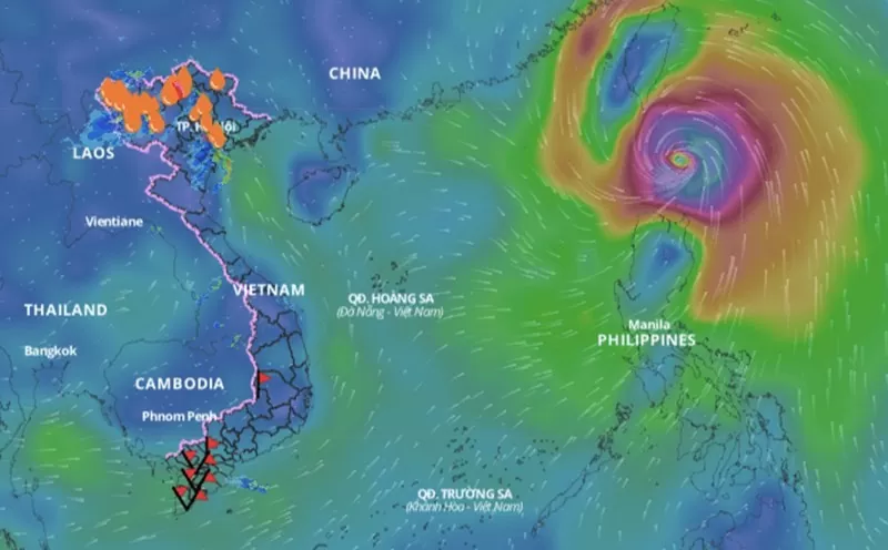 Bão Krathon vào Biển Đông, gió giật cấp 17