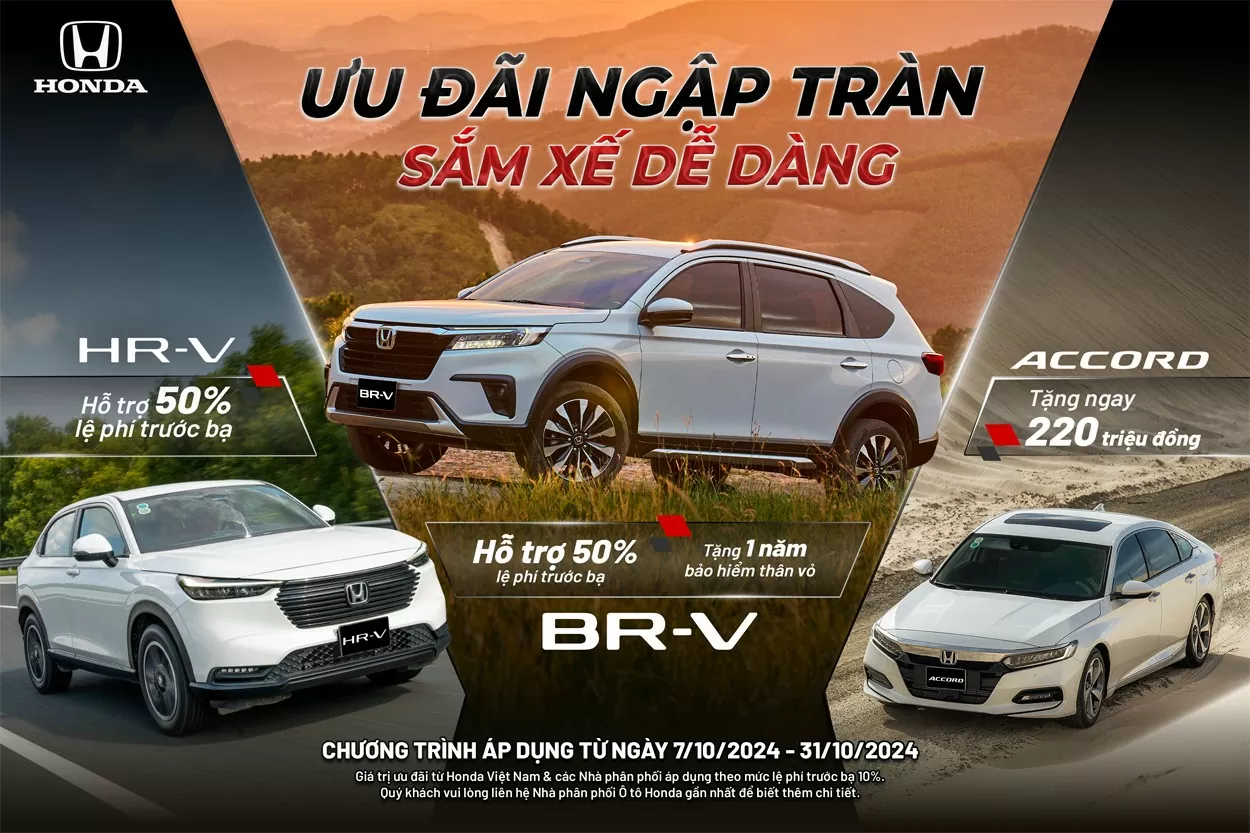 Honda Việt Nam ưu đãi đến 220 triệu tiền mặt cho khách mua xe trong tháng 10