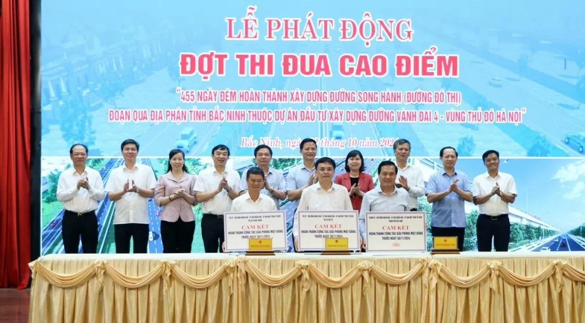 Bắc Ninh phát động thi đua 455 ngày đêm hoàn thành xây dựng đường song hành, dự án đường Vành đai 4