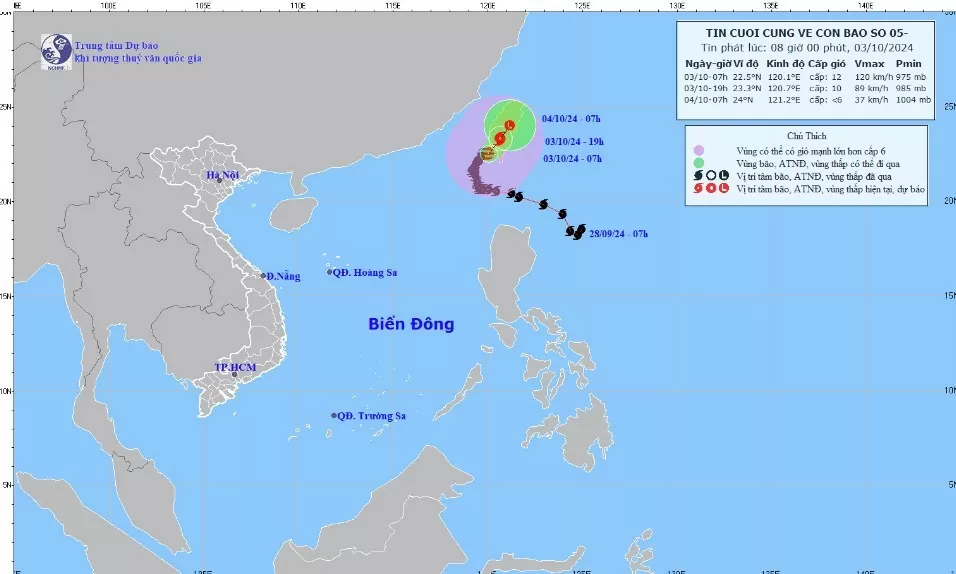 Dự báo thời tiết ngày mai 4/10/2024: Bão rời Biển Đông - in cuối cùng về cơn bão số 5