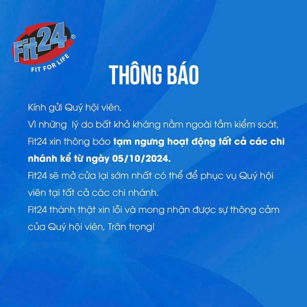 TP. Hồ Chí Minh: Khách hàng yêu cầu Hệ thống phòng gym Fit24 trả lời rõ ràng khi đóng cửa đột ngột