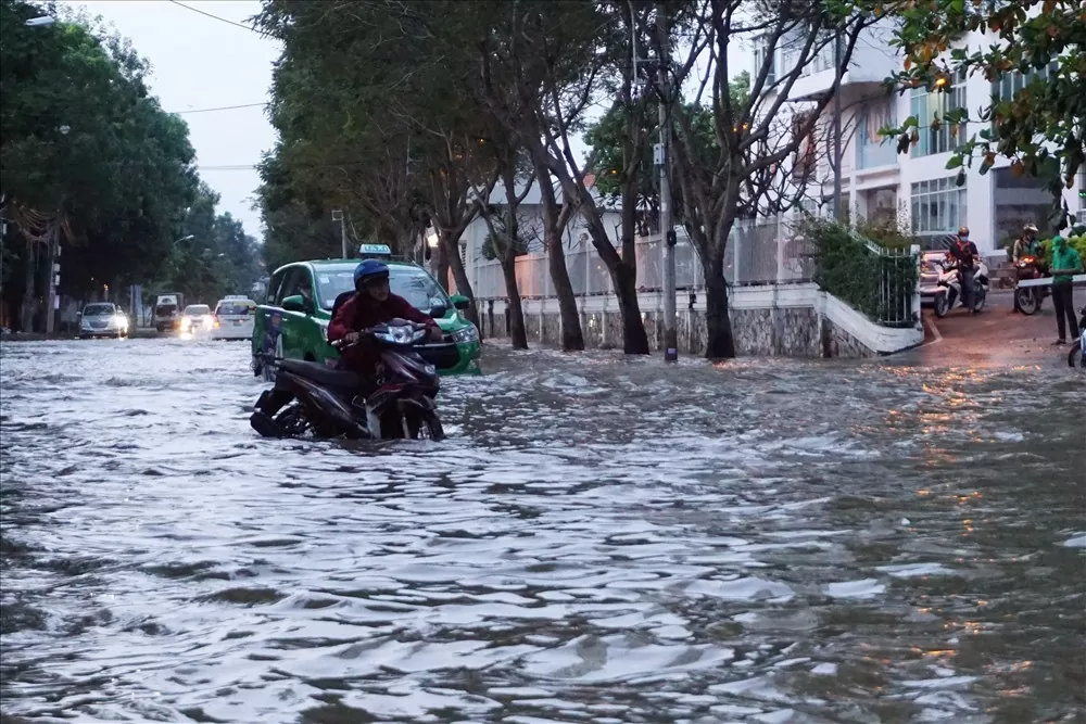 TP. Hồ Chí Minh: Triều cường và mưa lớn gây ngập nhiều tuyến đường