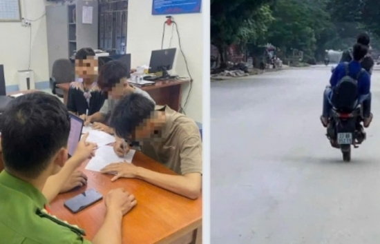 ha giang cong an lam viec voi hai hoc sinh di xe may boc dau