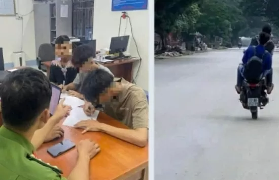 Hà Giang: Công an làm việc với hai học sinh đi xe máy bốc đầu