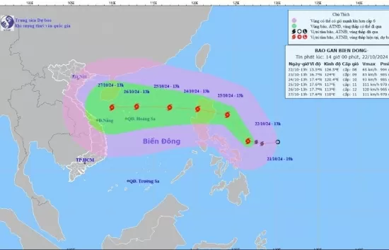 Tin bão gần Biển Đông (cơn bão TRAMI) mới nhất chiều 22/10: Sức gió mạnh giật cấp 14 khi vào Biển Đông