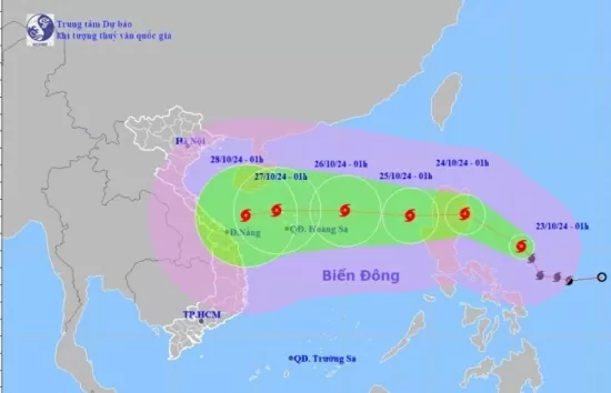 Tin mới nhất cơn bão Trà Mi ngày 23/10/2024: Cường độ tiếp tục mạnh lên, vùng tâm bão sóng biển cao 6-8m