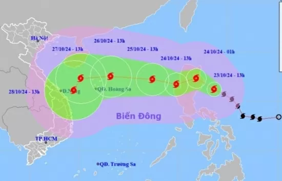 Dự báo thời tiết ngày mai 24/10/2024: Bão Trà Mi tăng lên cấp 8, biển động rất mạnh