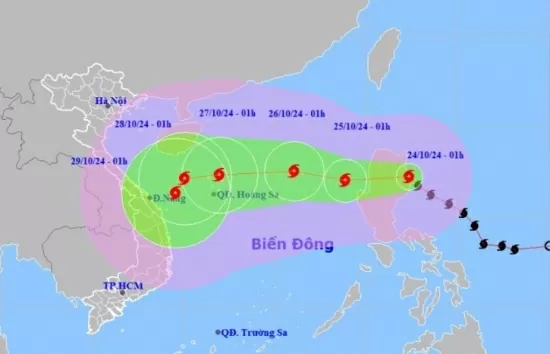 Dự báo thời tiết hôm nay 24/10/2024: Bão Trà Mi hướng vào miền Trung nước ta sẽ gây mưa lớn diện rộng