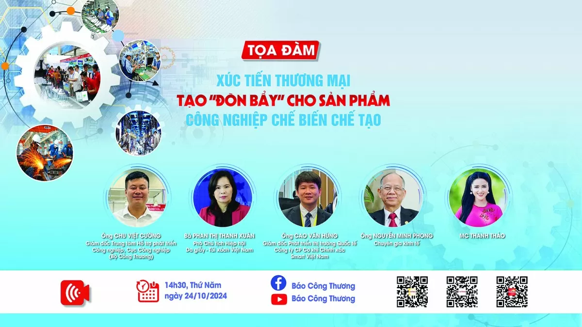 Toạ đàm "Xúc tiến thương mại, tạo “đòn bẩy” cho sản phẩm công nghiệp chế biến, chế tạo" diễn ra chiều 24/10