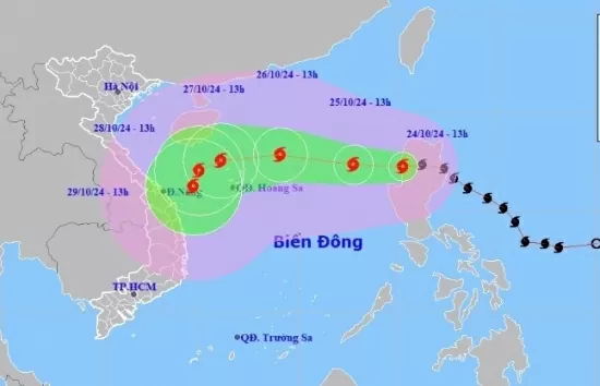 Tin mới nhất cơn bão Trami chiều nay 24/10: Bão Trà Mi tiếp tục hướng vào Biển Đông