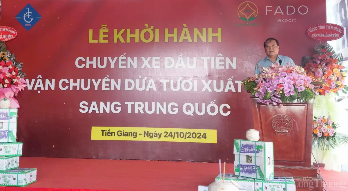 Tiền Giang xuất khẩu lô dừa tươi đầu tiên sang Trung Quốc