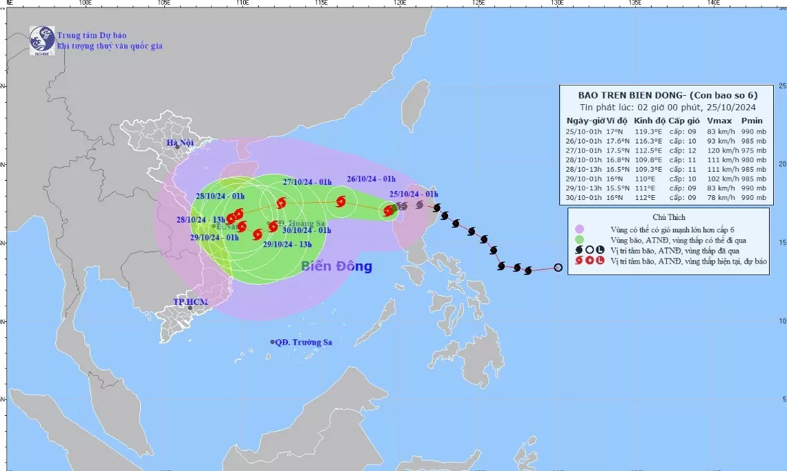 Tin mới nhất cơn bão Trami hôm nay 25/10......