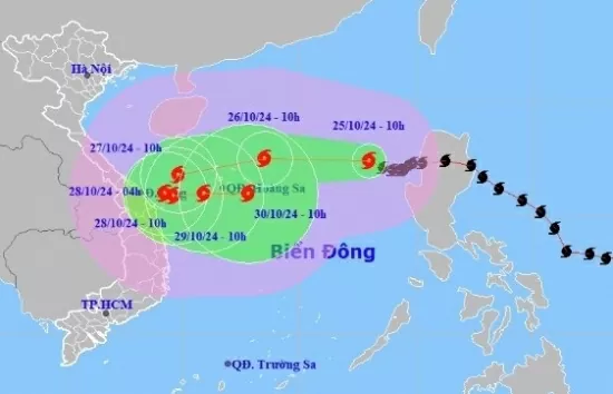 Tin mới nhất bão số 6 trên Biển Đông 25/10: Bão số 6 sẽ di chuyển theo hướng Đông và suy yếu