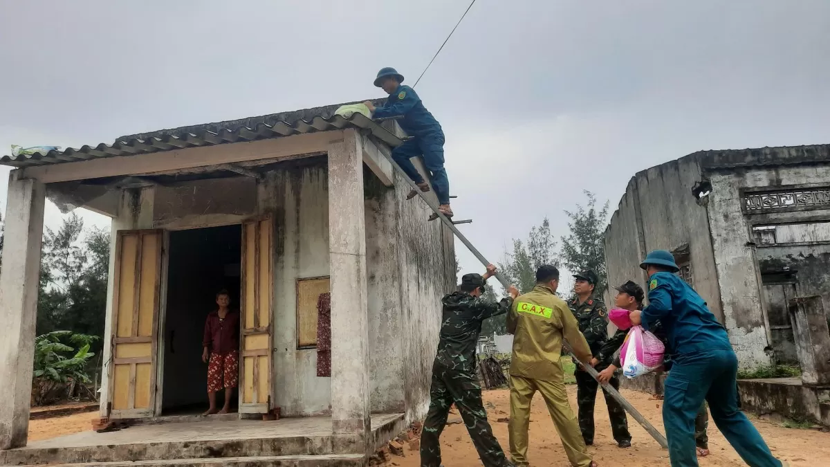 Quảng Nam: Bộ đội, công an gặt lúa, chằng chống nhà cửa giúp người dân trước bão Trà Mi