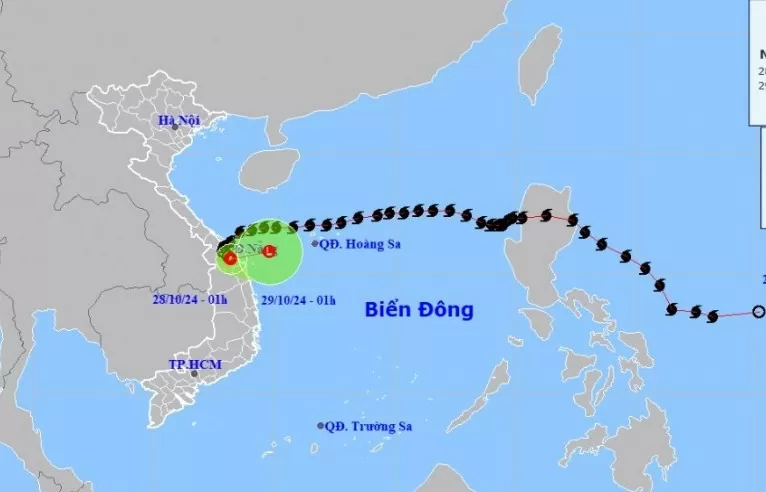 Tin mới nhất 28/10: Bão số 6 sẽ suy yếu thành một vùng áp thấp và di chuyển chậm